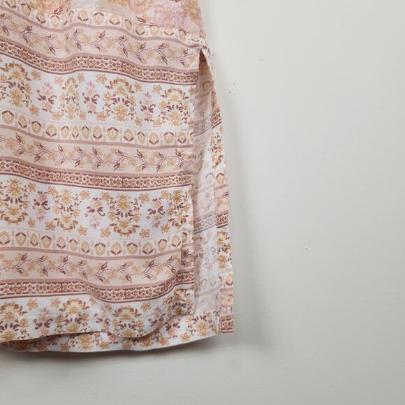 Lucky Brand Size L Floral Print Button Front Boho Shirt Midi Dress with Pockets - Picture 6 of 9